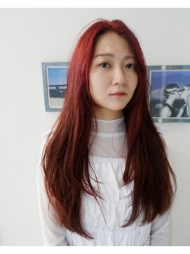 オーオシカシカスペース(OOO YY Space) ボルドーカラー×ロングレイヤー/ブリーチなしダブルカラー