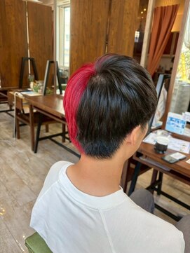 ピンキーウエスト 福島*ブリーチなしダブルカラー白髪ぼかし*小顔カットメンズ