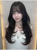 黒髪クラゲヘアーオリーブグレー小顔ココアベージュ