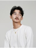 波巻きパーマ 波巻きセンターパート グランジ メンズパーマ