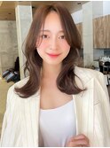 セミロング30代40代ストレートレイヤー前髪なし前髪あり表参道