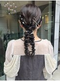 パール×編みおろしアレンジ