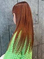 オレンジブラウン_斜めバンググレージュカラー_ba460022