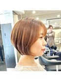乾かして丸くなるショート/丸みショート/前髪/ベージュカラー