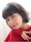 大人可愛い20代30代40代小顔ウルフレイヤーボブグレージュ