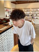 松本スペインカールラルフカール刈り上げ高めツーブロックメンズ