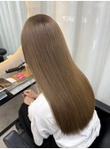 ハイライトカラーくびれヘアアプリコットオレンジ