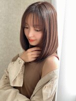 フレームプラス 天王寺あべの店(FRAME+)&nbsp;ベージュカラーシースルー前髪ヨシンモリ美髪ストレートヘア艶髪