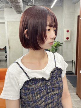 ニコ トウキョウ 渋谷(nico TOKYO) ダブルカラーチェリーレッドピンクブラウン韓国レイヤーロング