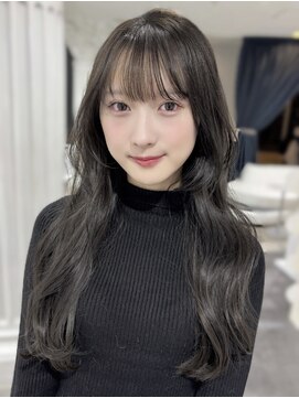 エアー 青山(AIR) 透明感ブリーチなしアッシュカラー韓国風艶オリーブカラー