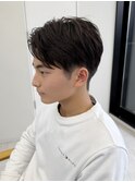 刈り上げセンターパート/ニュアンスパーマ/波巻きパーマ/メンズ