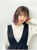 パープルグラデーション切りっぱなしボブ