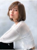 大人かわいい前髪セシルカットココアブラウンフリンジウェーブ