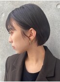 小顔矯正カットでで作る似合わせショート くびれボブ前髪あり