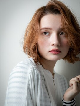 カバーヘア ブリス 志木南口駅前店(COVER HAIR bliss) 外国人風オンブレカーキベージュかきあげボブv志木10代20代30代