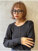 三軒茶屋_レディース_ミディアム_ブラウン_ボブ_コテ巻き_小顔