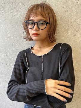 アース 三軒茶屋店(HAIR&MAKE EARTH) 三軒茶屋_レディース_ミディアム_ブラウン_ボブ_コテ巻き_小顔