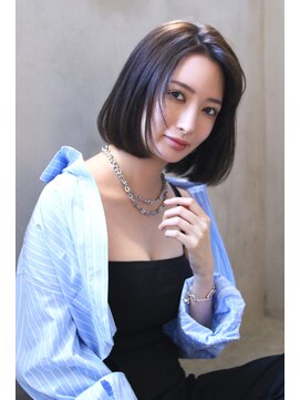 ブラン 栄(Blanc) 【Blanc】暗髪_ボブ_ブラックアッシュ_切りっぱなしボブ