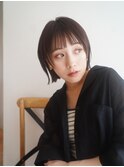 切りっぱなしボブ/ピンクベージュ/前髪/グレージュ/原宿