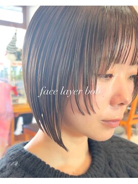 ヘアーアンドメイク サワ 上田本店(SAWA) 大人ボブフェイスレイヤー小顔カット前髪ありアッシュカラー