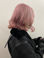 ミルクティーピンクグレージュレイヤーボブショートウルフ30代