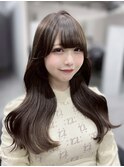 【韓国風ヘア】姫カットレイヤー/韓国風巻き/くすみベージュ
