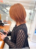 【morio】札幌ボブ　ぱつっとくびれボブとハイトーンオレンジ