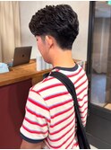 メンズパーマ 刈り上げ ツーブロック 黒髪 スパイラルパーマ