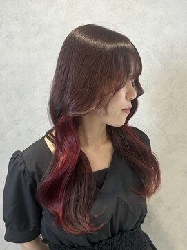 ラック(LUCK) 赤インナー/船橋/くすみベージュ/細めハイライト