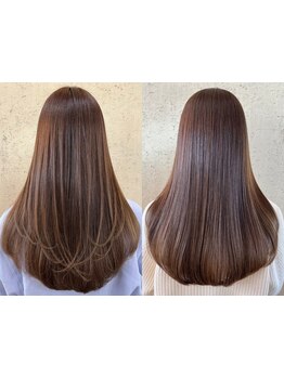 ダメージレスに癖を伸ばせる縮毛矯正でカラーも同時にできます！！さらに普段もコテ巻きで理想の仕上がり♪