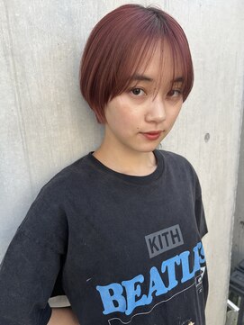 ピンクカラー　ブリーチなしダブルカラー