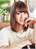 20代30代40代大人可愛い耳かけナチュラルアッシュストレートロブ