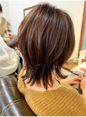 添田】くびれヘア似合わせカットレイヤーボブチェリーブラウン