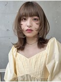 ▲大人可愛い外ハネロブヘアミディアム姫カット顔周りカット