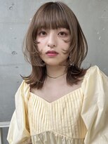 アクアオモテサンドウ(ACQUA omotesando) ▲大人可愛い外ハネロブヘアミディアム姫カット顔周りカット