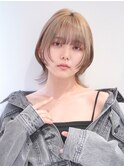 姫カット×ウルフレイヤー×シアーカラーベージュ10代　20代