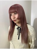 姫カット/ピンクベージュ/ストレートロング