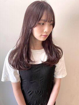 エイム(A-im) ロングレイヤー×ピンクベージュ　ブリーチなし