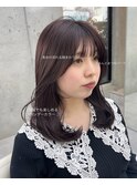 美髪カールピンクブラウンエアリーロングセミディ似合わせ前髪
