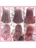 ピンクカラー ピンクアッシュ パープルピンク ピンクヘア S0307