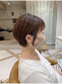 【津賀 涼】ショートグレージュカラーボブウルフココアベージュ
