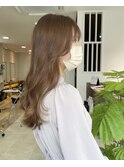 大人可愛い韓国顔まわりカットレイヤーカット美髪ネビージュ