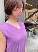 韓国スタイル/ボブ/ピンクブラウン/髪質改善縮毛矯正/香椎/千早