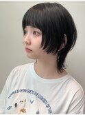 黒髪マッシュウルフ外ハネ銀座有楽町ショートウルフ