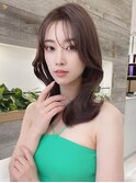表参道韓国ヘア オリーブカラーシースルーバング顔まわりカット