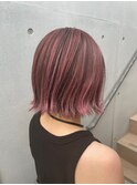 ダブルカラーピンクベージュケアブリーチハイトーン髪質改善