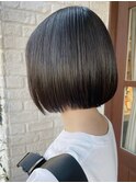 髪質改善　縮毛矯正　黒髪ショートボブ　ミニボブ　マチルダボブ