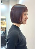 オン眉アシメバングのミニボブ