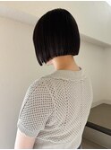 大平/切りっぱなしボブグレージュストレート前髪カット20代