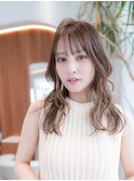 インナーカラー韓国レイヤーくびれヘア髪質改善前髪